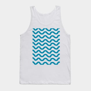 Blue horizontal wavy lines pattern Tank Top